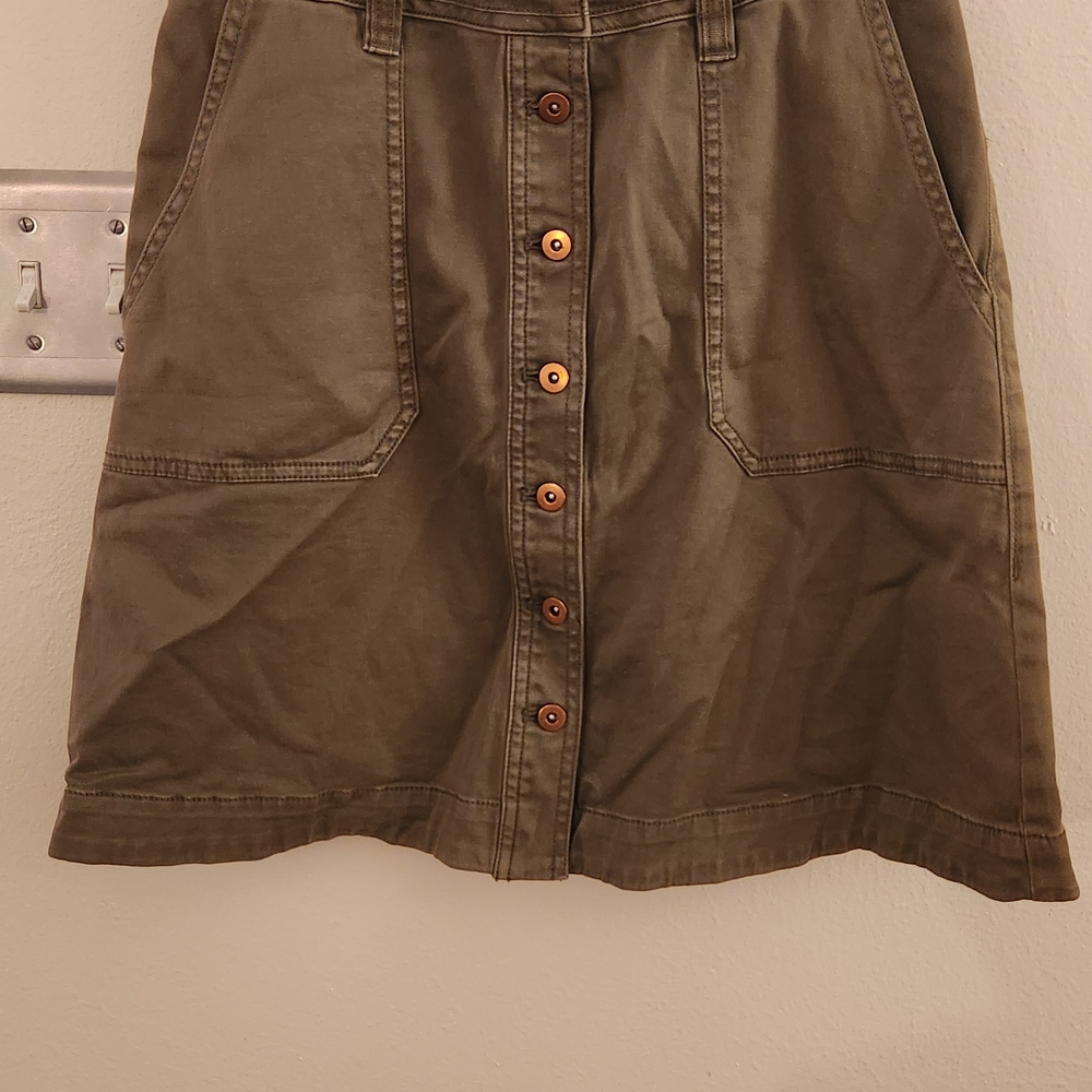 Pilcro Olive Button-Down A-Line Skirt